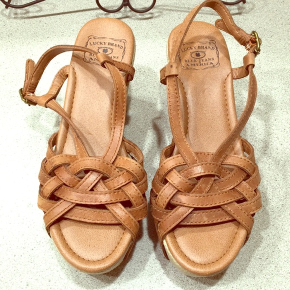 Lucky Brand Shoes - Lucky Brand Wedge Espadrille Leather Sandals